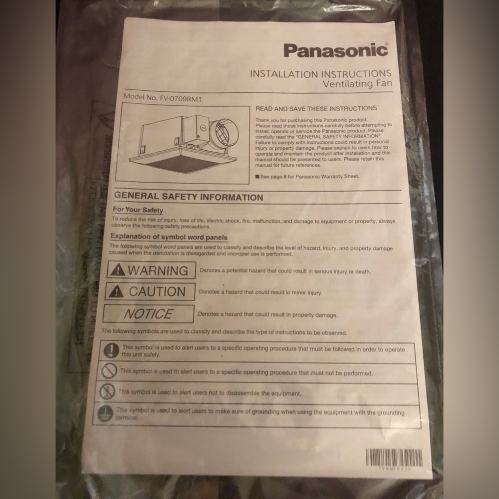 Panasonic 70-90 CFM 0.7-1.5 Sones Whisper Boost Bath Fan - Picture 4 of 4